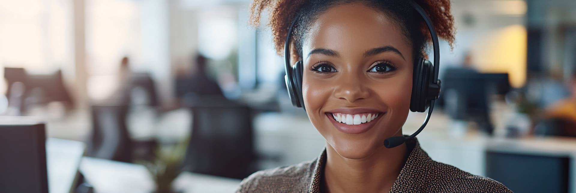 Emvia support specialist wearing a headset